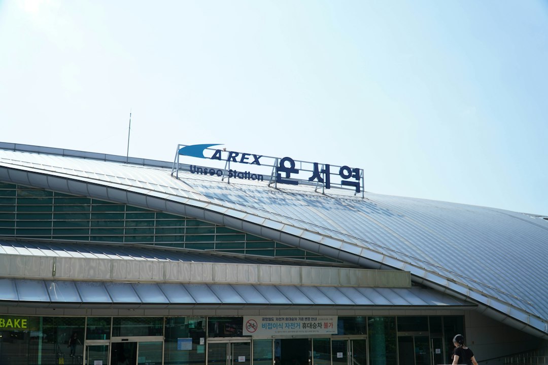 Airport rail station architecture in Incheon, illustrating airport transport to Seoul