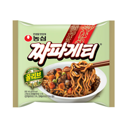 Korean retail package of Nongshim Olive Chapagetti sold in South Korea